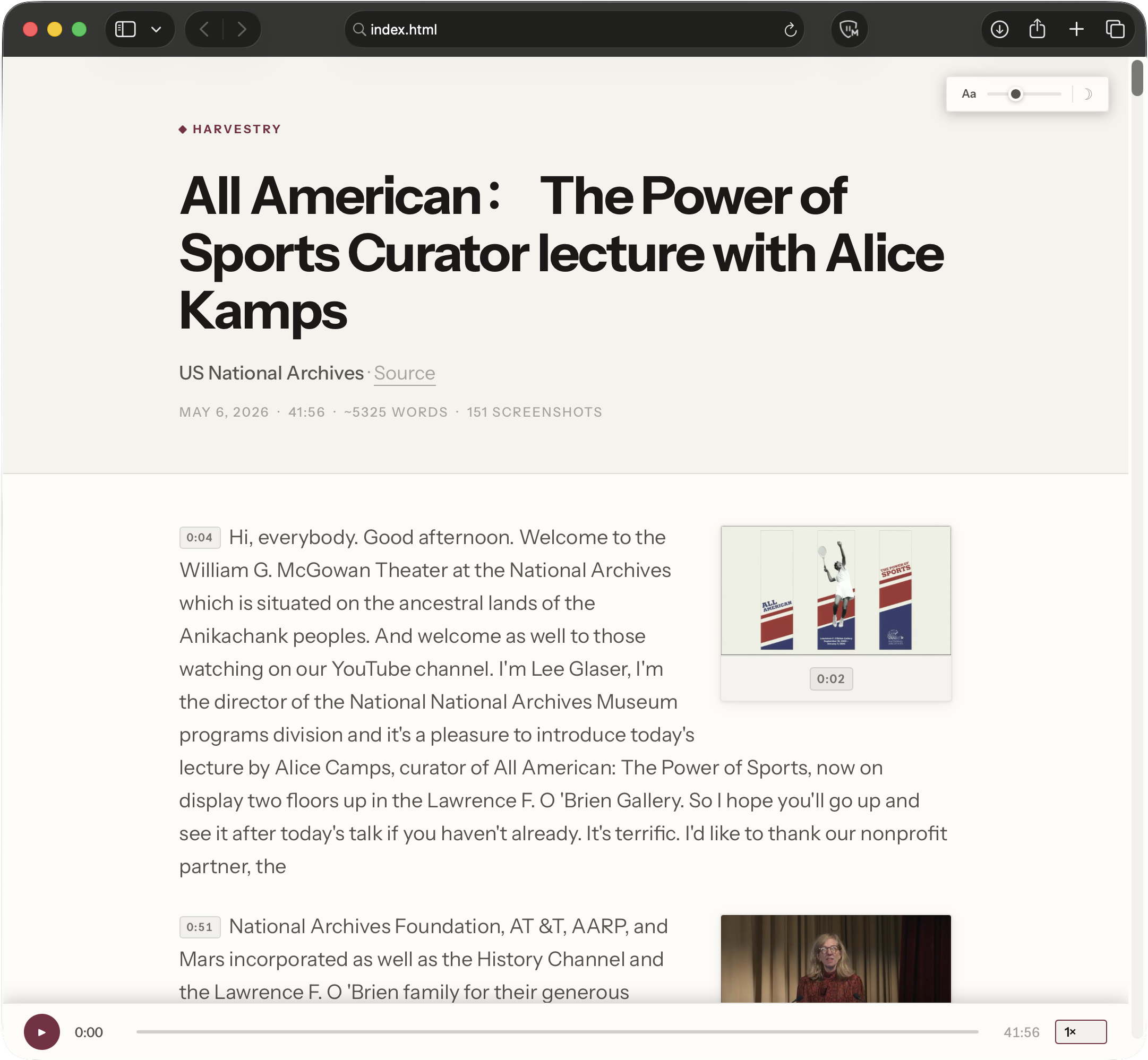 Screenshot of the exported HTML study document in a browser